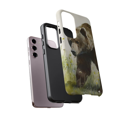 Grizzly Bear in a Field - Impact Resistant Phone Case